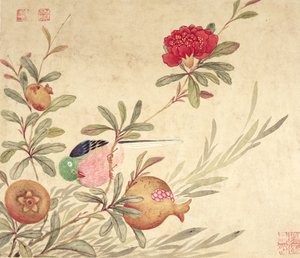 One of a series of paintings of birds and fruit, late 19th century by Wang Guochen